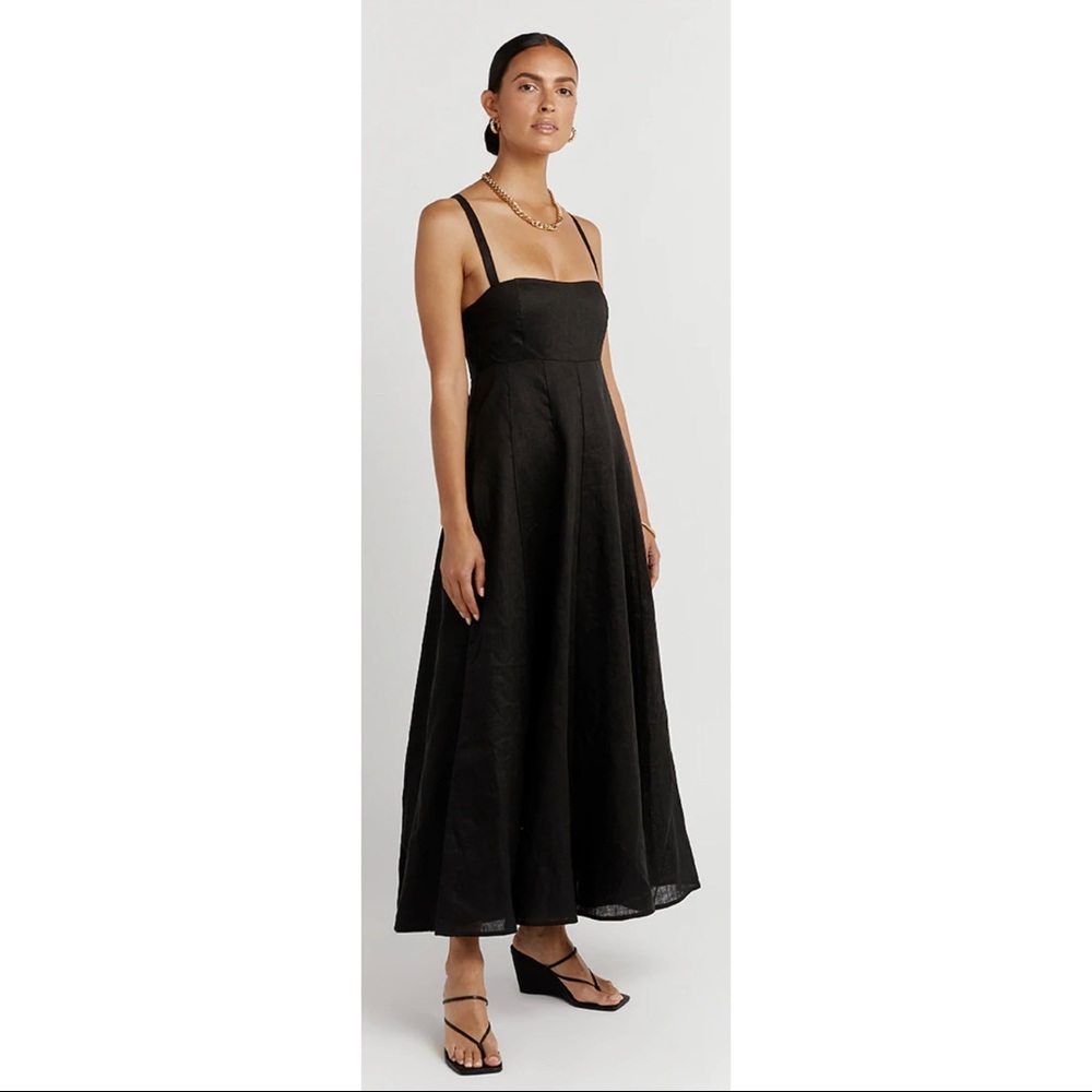 DISSH NWT Bambi Black Linen Midi Dress